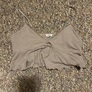 Garage Tan Ribbed Crop Top